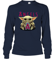 Baby Yoda Hugs Loves The Los Angeles Angels Baseball Adult Long Sleeve T-Shirt Adult Long Sleeve T-Shirt - VeigarTee
