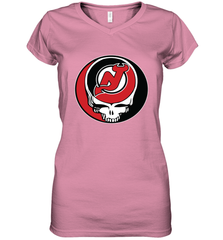New Jersey Devils Grateful Dead Steal Your Face Hockey NHL Womens V-Neck T-Shirt Womens V-Neck T-Shirt - VeigarTee