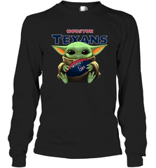 Baby Yoda Loves The Houston Texans Star Wars Baby Yoda Hugs Texans NFL Adult Long Sleeve T-Shirt Adult Long Sleeve T-Shirt - VeigarTee