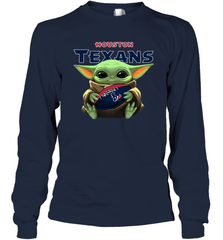 Baby Yoda Loves The Houston Texans Star Wars Baby Yoda Hugs Texans NFL Adult Long Sleeve T-Shirt Adult Long Sleeve T-Shirt - VeigarTee