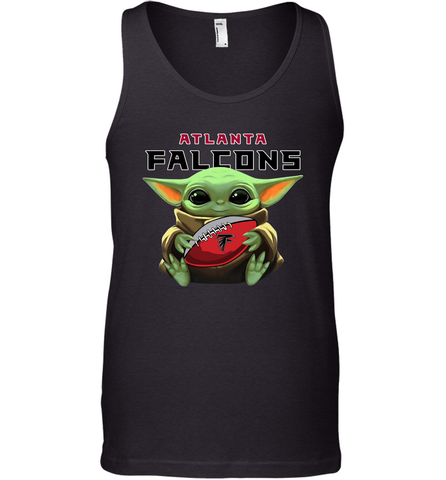 Baby Yoda Loves The Atlanta Falcons Star Wars Baby Yoda Hugs Falcons NFL Mens Tank Top Mens Tank Top / Black / XS Mens Tank Top - VeigarTee