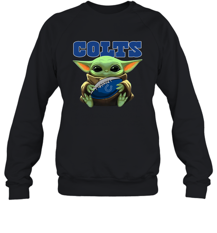 Baby Yoda Loves The Indianapolis Colts Star Wars Baby Yoda Hugs Colts NFL Adult Sweatshirt Adult Sweatshirt / Black / S Adult Sweatshirt - VeigarTee