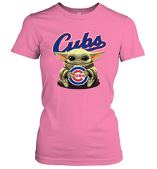 Baby Yoda Hugs Loves The Chicago Cubs Baseball Womens T-Shirt Womens T-Shirt - VeigarTee