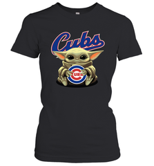 Baby Yoda Hugs Loves The Chicago Cubs Baseball Womens T-Shirt Womens T-Shirt - VeigarTee