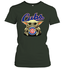 Baby Yoda Hugs Loves The Chicago Cubs Baseball Womens T-Shirt Womens T-Shirt - VeigarTee