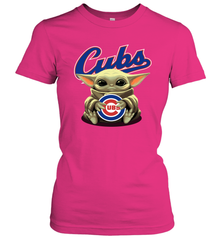 Baby Yoda Hugs Loves The Chicago Cubs Baseball Womens T-Shirt Womens T-Shirt - VeigarTee