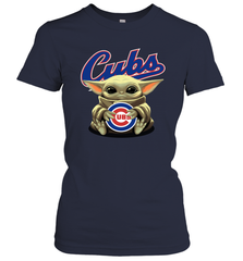 Baby Yoda Hugs Loves The Chicago Cubs Baseball Womens T-Shirt Womens T-Shirt - VeigarTee