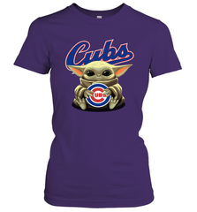 Baby Yoda Hugs Loves The Chicago Cubs Baseball Womens T-Shirt Womens T-Shirt - VeigarTee