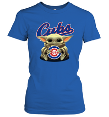 Baby Yoda Hugs Loves The Chicago Cubs Baseball Womens T-Shirt Womens T-Shirt - VeigarTee