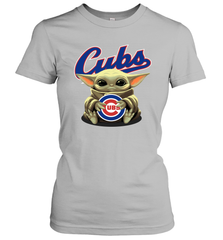 Baby Yoda Hugs Loves The Chicago Cubs Baseball Womens T-Shirt Womens T-Shirt - VeigarTee