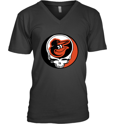 Baltimore Orioles Grateful Dead Steal Your Face Baseball Mens V-Neck T-Shirt Mens V-Neck T-Shirt / Black / S Mens V-Neck T-Shirt - VeigarTee