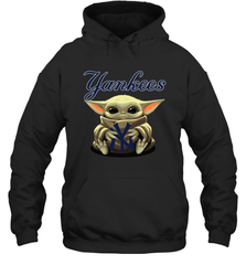 Baby Yoda Hugs Loves The New York Yankees Baseball Adult Hoodie Sweatshirt Adult Hoodie Sweatshirt - VeigarTee