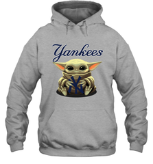 Baby Yoda Hugs Loves The New York Yankees Baseball Adult Hoodie Sweatshirt Adult Hoodie Sweatshirt - VeigarTee