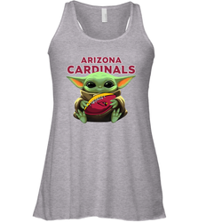 Baby Yoda Loves The Arizona Cardinals Star Wars Baby Yoda Hugs Cardinals NFL Womens Racerback Tank Top