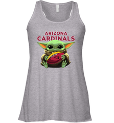 Baby Yoda Loves The Arizona Cardinals Star Wars Baby Yoda Hugs Cardinals NFL Womens Racerback Tank Top Womens Racerback Tank Top - VeigarTee
