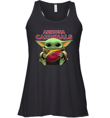 Baby Yoda Loves The Arizona Cardinals Star Wars Baby Yoda Hugs Cardinals NFL Womens Racerback Tank Top Womens Racerback Tank Top - VeigarTee