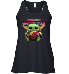Baby Yoda Loves The Arizona Cardinals Star Wars Baby Yoda Hugs Cardinals NFL Womens Racerback Tank Top Womens Racerback Tank Top - VeigarTee