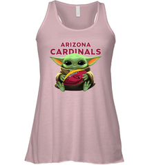Baby Yoda Loves The Arizona Cardinals Star Wars Baby Yoda Hugs Cardinals NFL Womens Racerback Tank Top Womens Racerback Tank Top - VeigarTee