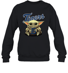 Baby Yoda Hugs Loves The Detroit Tigers Baseball Adult Sweatshirt Adult Sweatshirt - VeigarTee