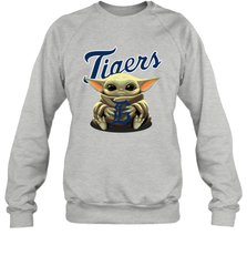 Baby Yoda Hugs Loves The Detroit Tigers Baseball Adult Sweatshirt Adult Sweatshirt - VeigarTee
