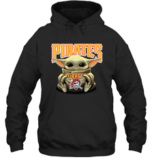 Baby Yoda Hugs Loves The Pittsburgh Pirates Baseball Adult Hoodie Sweatshirt Adult Hoodie Sweatshirt - VeigarTee