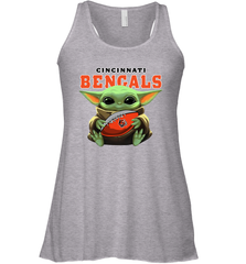 Baby Yoda Loves The Cincinnati Bengals Star Wars Baby Yoda Hugs Bengals NFL Womens Racerback Tank Top Womens Racerback Tank Top - VeigarTee