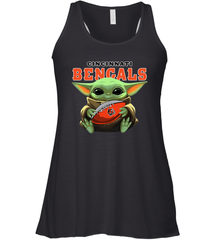 Baby Yoda Loves The Cincinnati Bengals Star Wars Baby Yoda Hugs Bengals NFL Womens Racerback Tank Top Womens Racerback Tank Top - VeigarTee