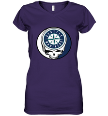 Seattle Mariners Grateful Dead Steal Your Face Baseball Womens V-Neck T-Shirt Womens V-Neck T-Shirt - VeigarTee