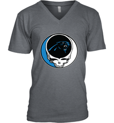 Carolina Panthers Grateful Dead Steal Your Face NFL Football Mens V-Neck T-Shirt Mens V-Neck T-Shirt - VeigarTee
