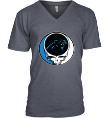 Carolina Panthers Grateful Dead Steal Your Face NFL Football Mens V-Neck T-Shirt Mens V-Neck T-Shirt - VeigarTee
