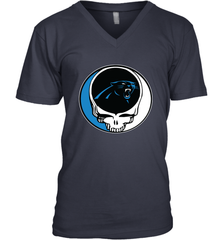 Carolina Panthers Grateful Dead Steal Your Face NFL Football Mens V-Neck T-Shirt Mens V-Neck T-Shirt - VeigarTee