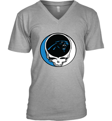 Carolina Panthers Grateful Dead Steal Your Face NFL Football Mens V-Neck T-Shirt Mens V-Neck T-Shirt - VeigarTee