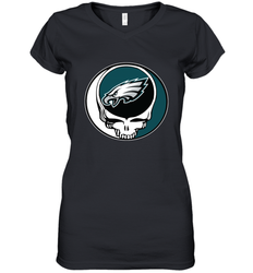 Philadelphia Eagles Grateful Dead Steal Your Face NFL Football Womens V-Neck T-Shirt