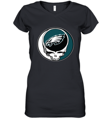 Philadelphia Eagles Grateful Dead Steal Your Face NFL Football Womens V-Neck T-Shirt Womens V-Neck T-Shirt - VeigarTee