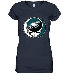 Philadelphia Eagles Grateful Dead Steal Your Face NFL Football Womens V-Neck T-Shirt