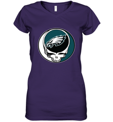 Philadelphia Eagles Grateful Dead Steal Your Face NFL Football Womens V-Neck T-Shirt Womens V-Neck T-Shirt - VeigarTee