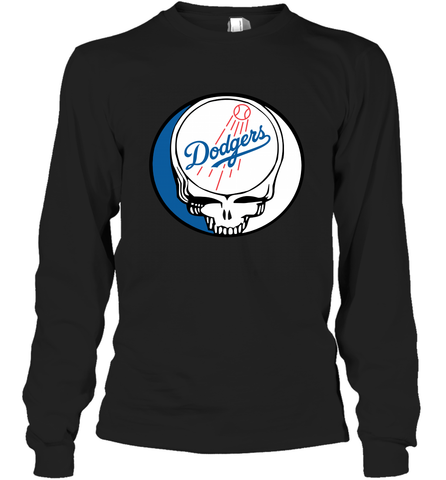 Los Angeles Dodgers Grateful Dead Steal Your Face Baseball Adult Long Sleeve T-Shirt Adult Long Sleeve T-Shirt / Black / S Adult Long Sleeve T-Shirt - VeigarTee