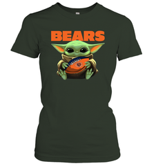 Baby Yoda Loves The Chicago Bears Star Wars Baby Yoda Hugs Bears NFL Womens T-Shirt Womens T-Shirt - VeigarTee