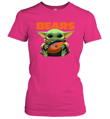 Baby Yoda Loves The Chicago Bears Star Wars Baby Yoda Hugs Bears NFL Womens T-Shirt Womens T-Shirt - VeigarTee