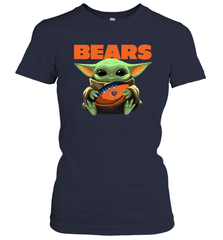 Baby Yoda Loves The Chicago Bears Star Wars Baby Yoda Hugs Bears NFL Womens T-Shirt Womens T-Shirt - VeigarTee