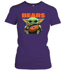 Baby Yoda Loves The Chicago Bears Star Wars Baby Yoda Hugs Bears NFL Womens T-Shirt Womens T-Shirt - VeigarTee