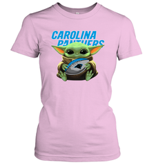 Baby Yoda Loves The Carolina Panthers Star Wars Baby Yoda Hugs Panthers NFL Womens T-Shirt Womens T-Shirt - VeigarTee