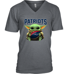 Baby Yoda Loves The New England Patriots Star Wars Baby Yoda Hugs Patriots NFL Mens V-Neck T-Shirt Mens V-Neck T-Shirt - VeigarTee