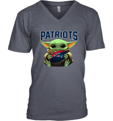 Baby Yoda Loves The New England Patriots Star Wars Baby Yoda Hugs Patriots NFL Mens V-Neck T-Shirt Mens V-Neck T-Shirt - VeigarTee