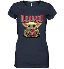 Baby Yoda Hugs Loves The Arizona Diamondbacks Baseball Womens V-Neck T-Shirt Womens V-Neck T-Shirt - VeigarTee