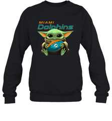 Baby Yoda Loves The Miami Dolphins Star Wars Baby Yoda Hugs Dolphins NFL Adult Sweatshirt Adult Sweatshirt - VeigarTee