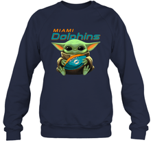 Baby Yoda Loves The Miami Dolphins Star Wars Baby Yoda Hugs Dolphins NFL Adult Sweatshirt Adult Sweatshirt - VeigarTee