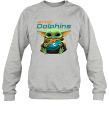 Baby Yoda Loves The Miami Dolphins Star Wars Baby Yoda Hugs Dolphins NFL Adult Sweatshirt Adult Sweatshirt - VeigarTee