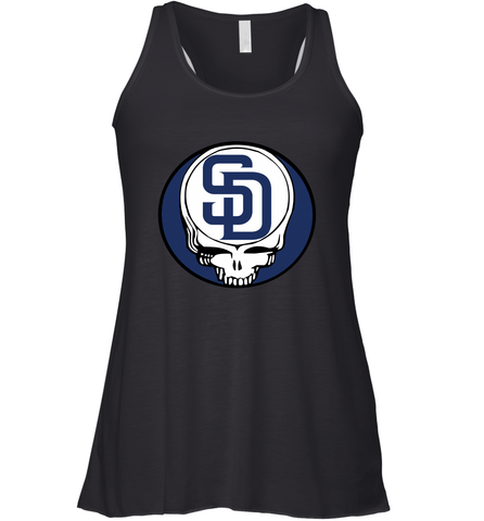 San Diego Padres Grateful Dead Steal Your Face Baseball Womens Racerback Tank Top Womens Racerback Tank Top / Black / XS Womens Racerback Tank Top - VeigarTee