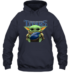 Baby Yoda Loves The Tennessee Titans Star Wars Baby Yoda Hugs Titans NFL Adult Hoodie Sweatshirt Adult Hoodie Sweatshirt - VeigarTee